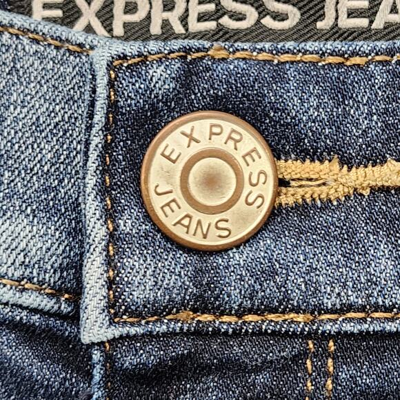 Express Jeans Womens 4 Blue Mid Rise Cropped Skinny Leg Stretch Denim Distressed - Picture 2 of 15